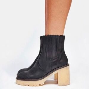 FREE PEOPLE James Chelsea Boot Black Size EU 39 Chunky Heel
